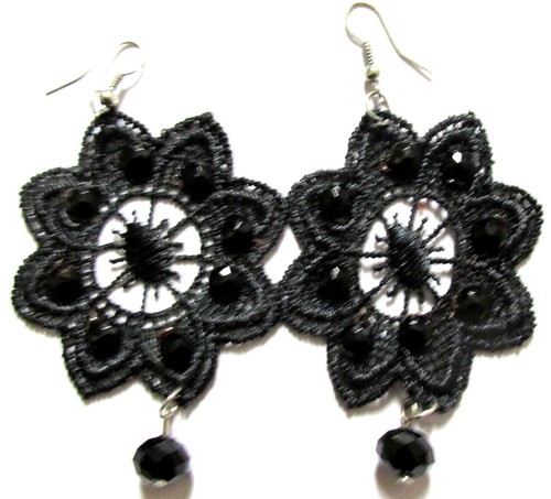 Vintage black lace goth - lace,