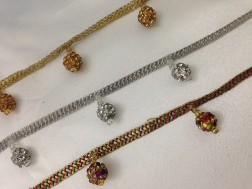 Fancy gold balls tassel - gold, beaded