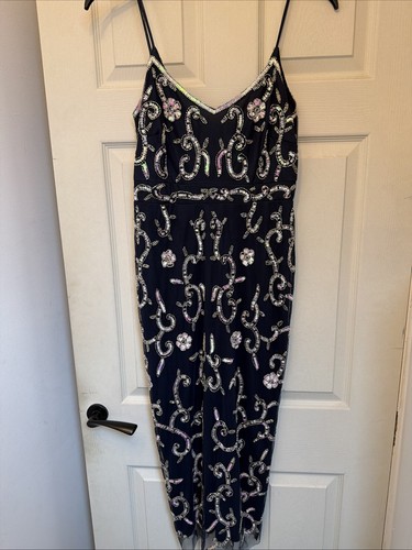Stunning lace beads navy - lace,