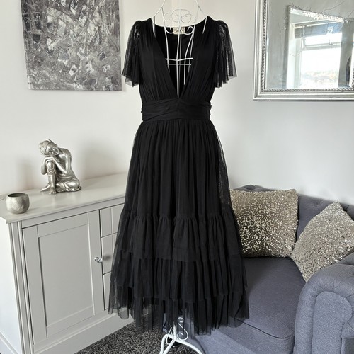 Lace beads black tulle - black,