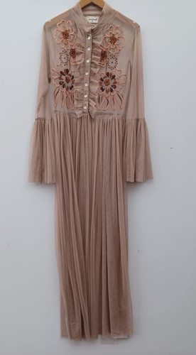 Lace beads taupe long - &,