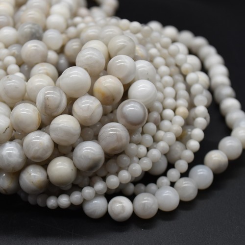White lace agate round - lace, beads