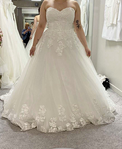 White strapless ball gown - strapless,