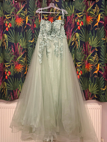 Green lace tulle a - green, a-line