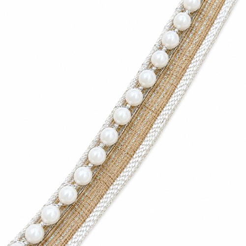 White pearl beaded trim sew - pearl,
