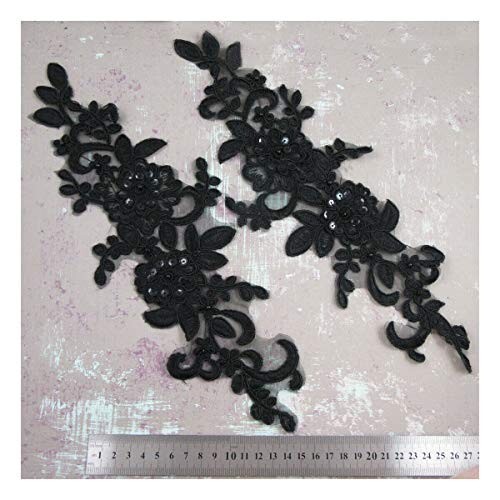 Pair black beaded lace - of,