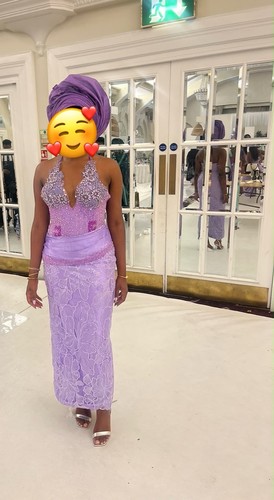 Lilac purple beaded - , lace