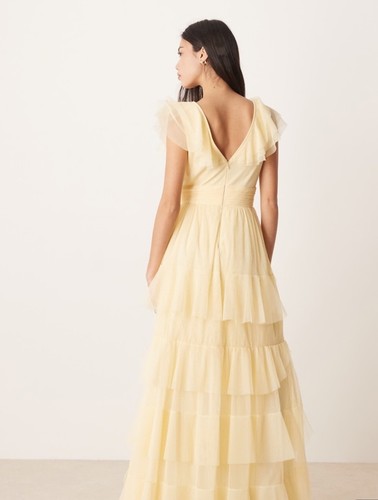 Lace beads yellow tulle - lace,