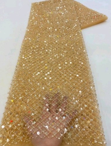 Gold bridal beaded lace - bridal,