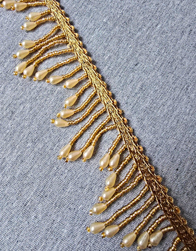 Gold beaded tassel lace - beaded,