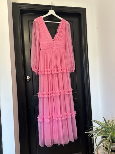 Pink long sleeved lace - pink, beads