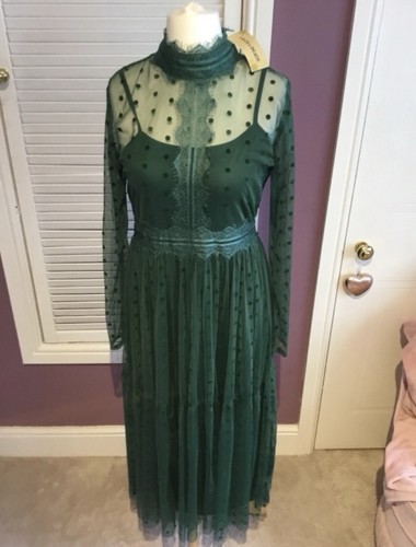 Lace and beads green spotted - and,