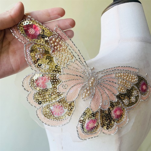 Beaded lace applique sew - lace, on