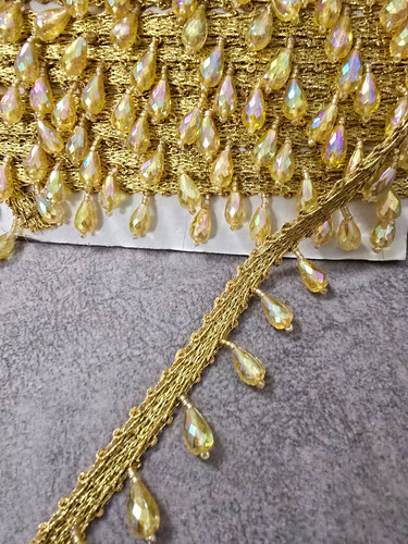 Golden decorative lace trim - decorative,