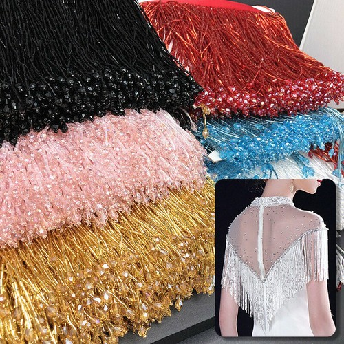 Beaded glass tube fringe - beaded,