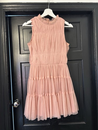 Pink mesh lace beads dress - pink,
