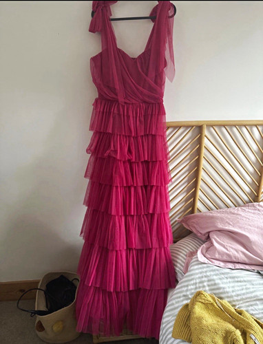 Lace beads pink tulle - lace, &