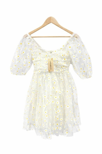 Lace beads white daisy - lace,