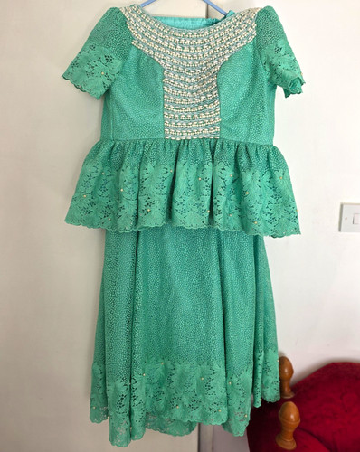 Green beaded crew neck - beaded,