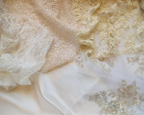 Beaded lace french - beaded, knot