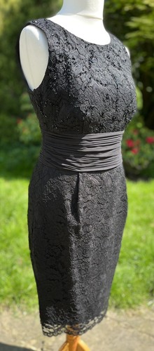 Black beaded lace dress - beaded,