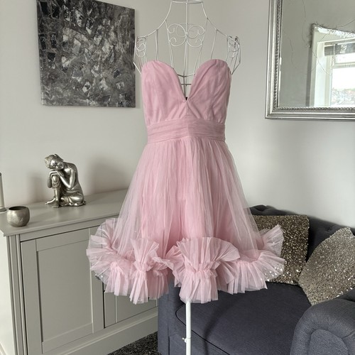 Lace beads baby pink tulle - lace,