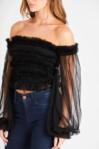 Lace beads black top tulle - lace, &