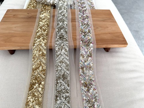 Beaded net lace - lace, cutdana
