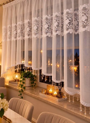 Elegant white net curtain - elegant,
