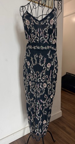 Navy blue lace and beads - lace, dress
