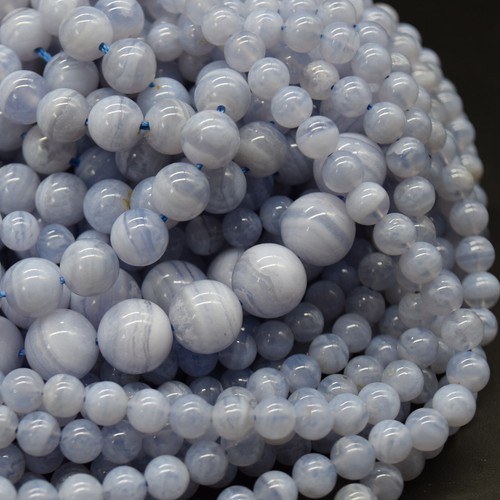 Blue lace agate round beads - agate,
