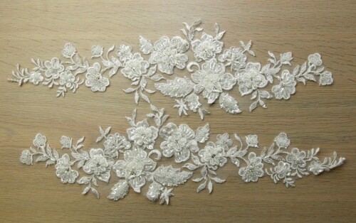 Beaded lace appliques ivory - -,