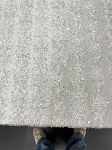 White beaded sequin lace - beaded,