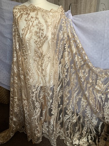 Yard gold embroidered beaded - gold,