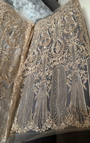 Yard gold embroidered pearl - embroidered,