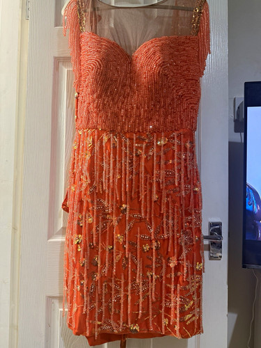 Orange beaded sequin - beaded,