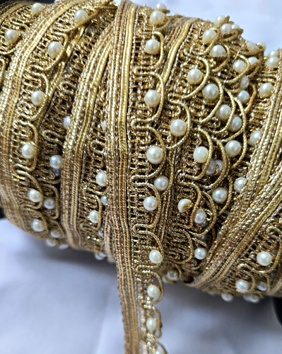 Gold white beaded - &, faux