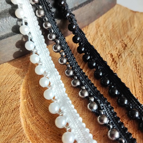 Pearl lace trim beaded - trim, pearls