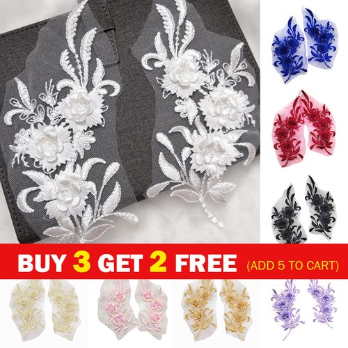 Pair embroidery lace flowers - 1,