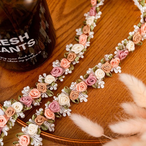 Beaded rose flower embroidered - beaded,